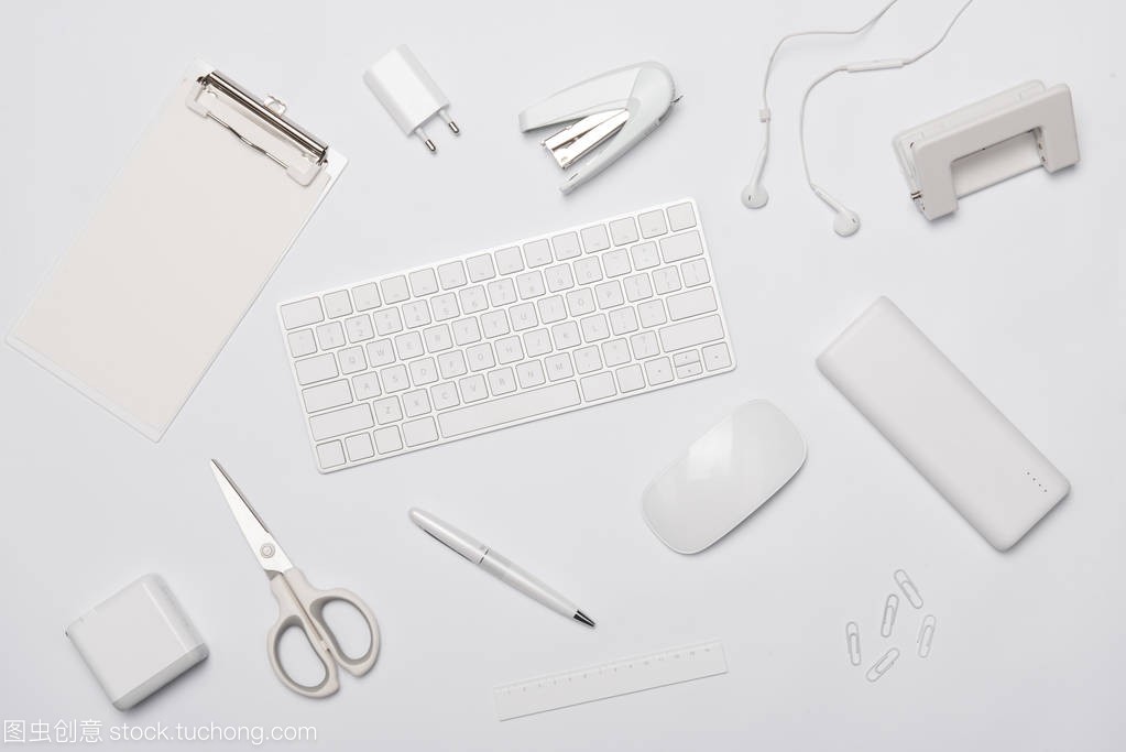 辦公用品的組成 頂部視圖概覽